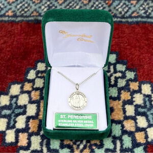 St. Peregrine Sterling Silver Round Religious Medal Necklace 18” Chain